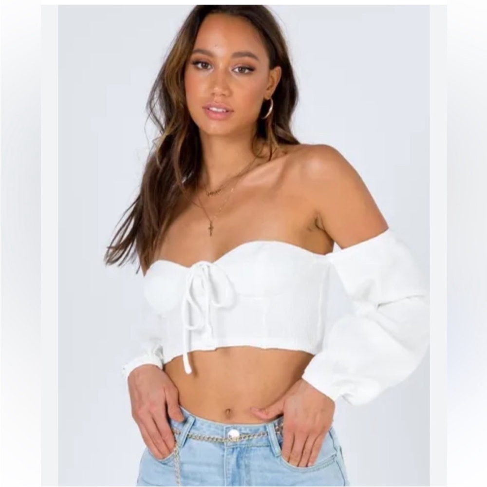 Princess Polly White Off-Shoulder Top